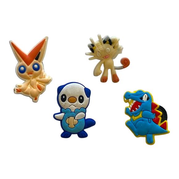 Pokemon Shoe Charms | Set of 4 | Fits Crocs, Meowth, Totodile, Oshawott, Victini - Picture 1 of 6